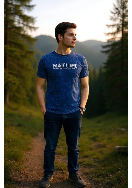 Erkek Fit Kesim Enjeksiyon Baskılı Pamuklu T-Shirt fırsatları