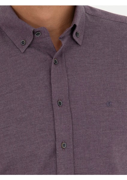 Erkek Mürdüm Slim Fit Uzun Kollu Gömlek 50279988-VR074