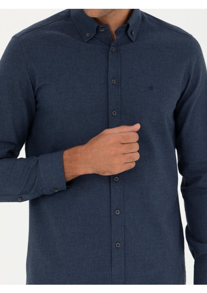 Erkek Lacivert Slim Fit Uzun Kollu Gömlek 50279988-VR033