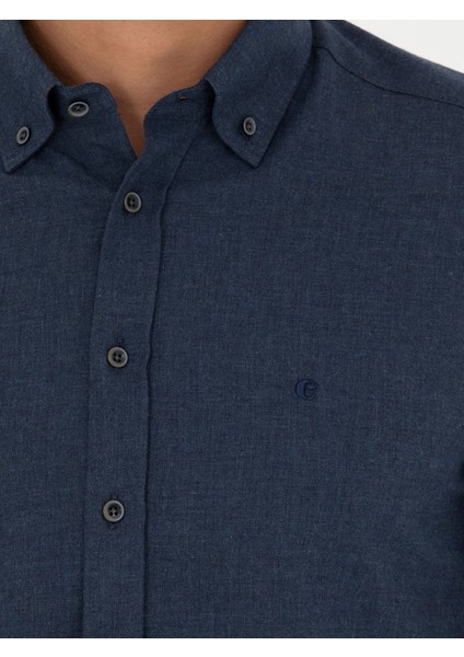 Erkek Lacivert Slim Fit Uzun Kollu Gömlek 50279988-VR033