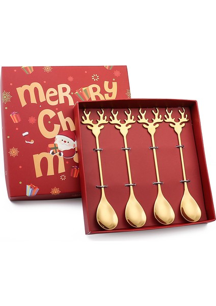 Noel Çatal Bıçak Takımı Kaşık Çatal Seti Elk Hediyesi Noel Ağacı Kardan Adam Noel Baba Dekorasyonu Tatlı Kaşığı Meyve Çatalı Kahve Kaşığı (Yurt Dışından)