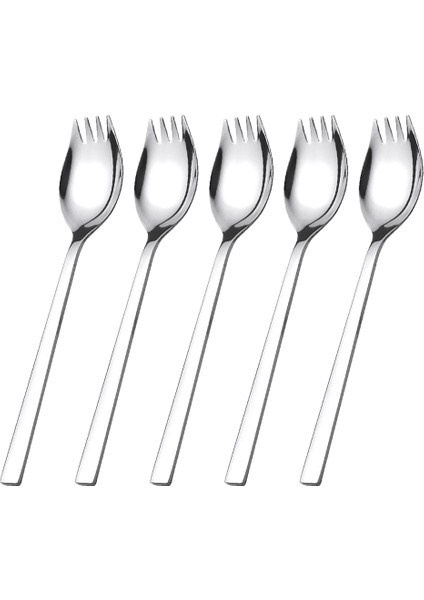 5 Adet Spork Paslanmaz Çelik Kaşık Çatal Bıçak Takımı Uzun Saplı Kaşık Çatal Çatal Bıçak Takımı Tatlı Dondurma Salata Için (Yurt Dışından)