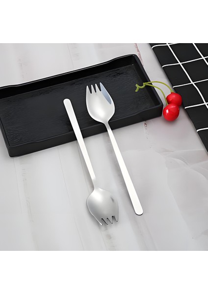 5 Adet Spork Paslanmaz Çelik Kaşık Çatal Bıçak Takımı Uzun Saplı Kaşık Çatal Çatal Bıçak Takımı Tatlı Dondurma Salata Için (Yurt Dışından) modelleri