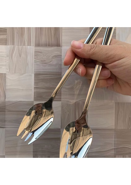 5 Adet Spork Paslanmaz Çelik Kaşık Çatal Bıçak Takımı Uzun Saplı Kaşık Çatal Çatal Bıçak Takımı Tatlı Dondurma Salata Için (Yurt Dışından) fırsatları