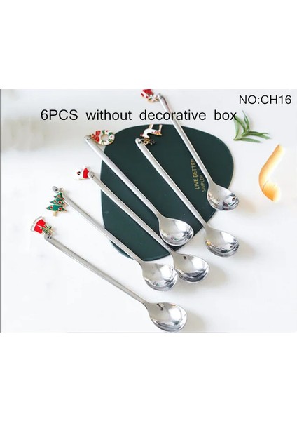 6 Adetkahve Kaşığı Karıştırma Kepçeleri Karıştırma Kaşıkları Paslanmaz Çelik Kaşık Noel Hediye Kutusu Seti Parti Masa Süsleri Kahve Kaşığı (Yurt Dışından)