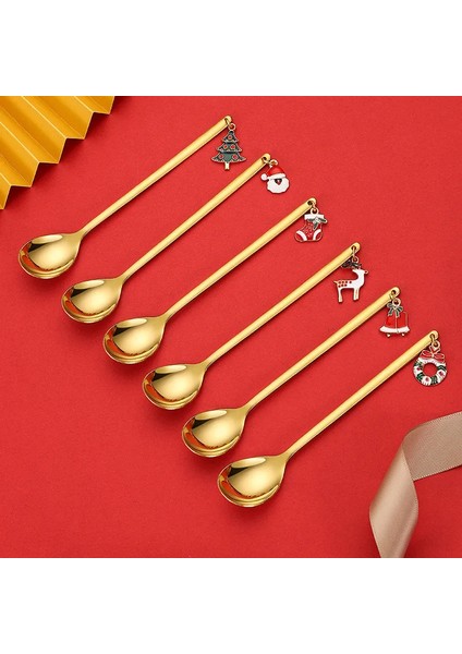 6 Adetkahve Kaşığı Karıştırma Kepçeleri Karıştırma Kaşıkları Paslanmaz Çelik Kaşık Noel Hediye Kutusu Seti Parti Masa Süsleri Kahve Kaşığı (Yurt Dışından) modelleri