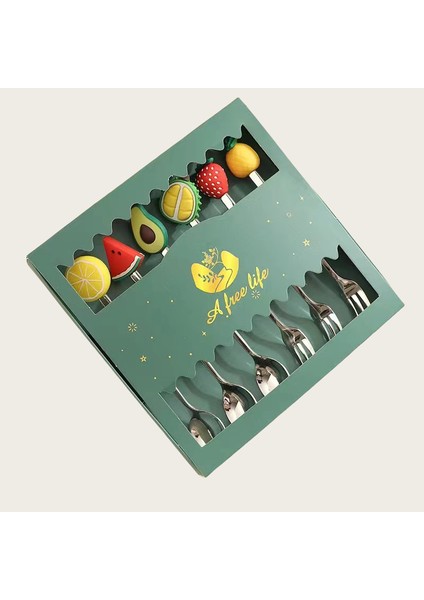 2/4/6 Adet Noel Çatal ve Kaşık Seti Paslanmaz Çelik Yaratıcı Sofra Takımı Kahve Çay Tatlı Çatal ve Kaşık Hediye Seti (Yurt Dışından)