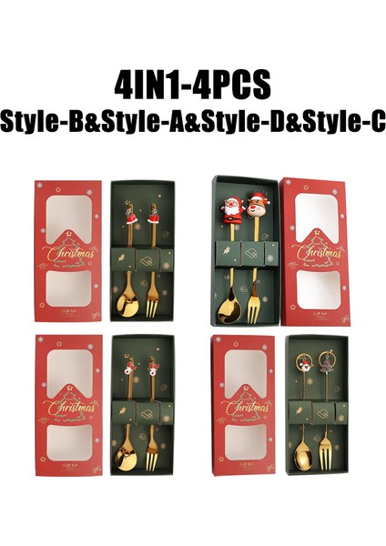 10 Paket Noel Kaşık ve Çatal Seti Paslanmaz Çelik Yaratıcı Sofra Takımı Kahve Çay Tatlı Kaşık ve Çatal Zarif Hediye Seti (Yurt Dışından)