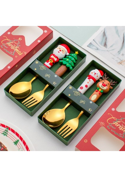 Noel Partisi Kaşık ve Çatal Seti (2/4 Parça) Paslanmaz Çelik Yaratıcı Çatal Bıçak Takımı Altın Kaşık Çatal Dekoratif Sofra Takımı Hediyeler (Yurt Dışından) fiyatları