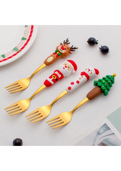 Noel Partisi Kaşık ve Çatal Seti (2/4 Parça) Paslanmaz Çelik Yaratıcı Çatal Bıçak Takımı Altın Kaşık Çatal Dekoratif Sofra Takımı Hediyeler (Yurt Dışından) fırsatları