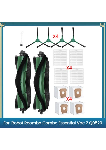 Ana Yan Fırça Hepa Filtreleri Toz Torbaları Irobot Roomba Combo Essential Vac 2 Q052 Elektrikli Süpürge Yedek Parçaları (Yurt Dışından)