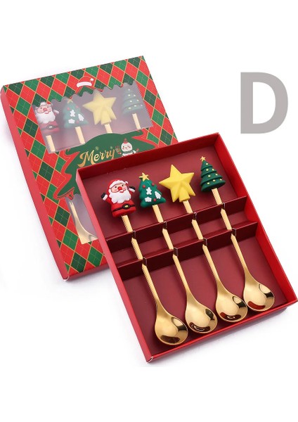 Yeni Sevimli Noel Kaşık Seti Kahve Kaşığı Yaratıcı Kaşık Çatal Noel Hediye Kutusu Sofra Takımı Dondurma Tatlı Yemek Takımı Setleri (Yurt Dışından)