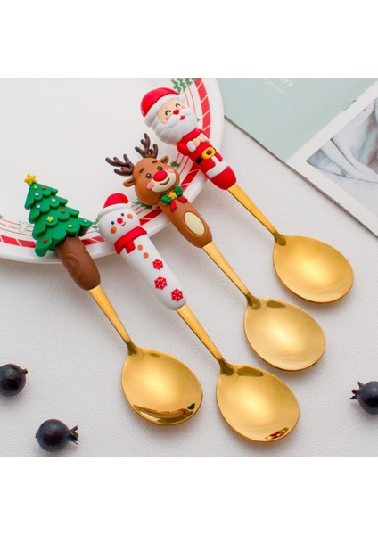Noel Partisi Kaşık ve Çatal Seti (2/4 Parça) Paslanmaz Çelik Yaratıcı Çatal Bıçak Takımı Altın Kaşık Çatal Dekoratif Sofra Takımı Hediyeler (Yurt Dışından) modelleri