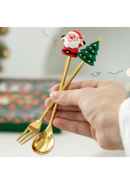 4 Adet Noel Baba Kaşık Çatal Seti Yaratıcı Noel Temalı Tatlı Kahve Meyve Çatal Kaşık Sofra Takımı Yeni Yıl Partisi Dekoru Hediyeler (Yurt Dışından) fırsatları