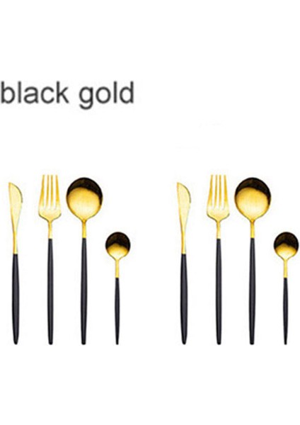 Altın Kaplama Yemek Takımları 304 Paslanmaz Çelik Çatal Bıçak Takımı Sofra Takımı Batı Biftek Gümüş Bıçak Çatal Çay Kaşığı Akşam Yemeği Mutfak P1 (Yurt Dışından)