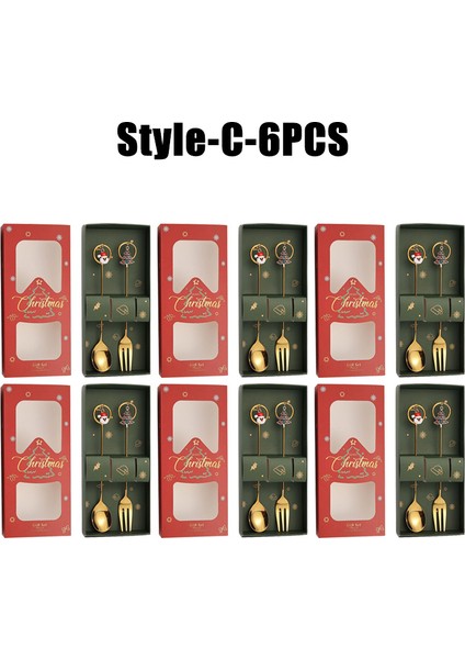 10 Paket Noel Kaşık ve Çatal Seti Paslanmaz Çelik Yaratıcı Sofra Takımı Kahve Çay Tatlı Kaşık ve Çatal Zarif Hediye Seti (Yurt Dışından)