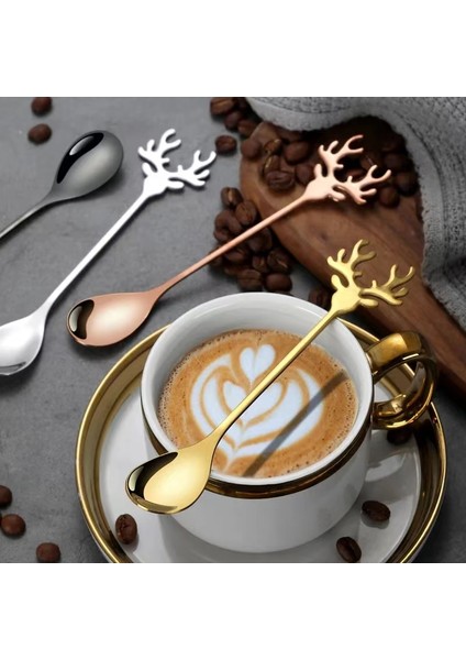 Pasta Tatlı Kaşığı Noel Geyik Kaşığı Kaşık 304 Paslanmaz Çelik Kahve Kaşığı Hediye Kutusu (Yurt Dışından) modelleri