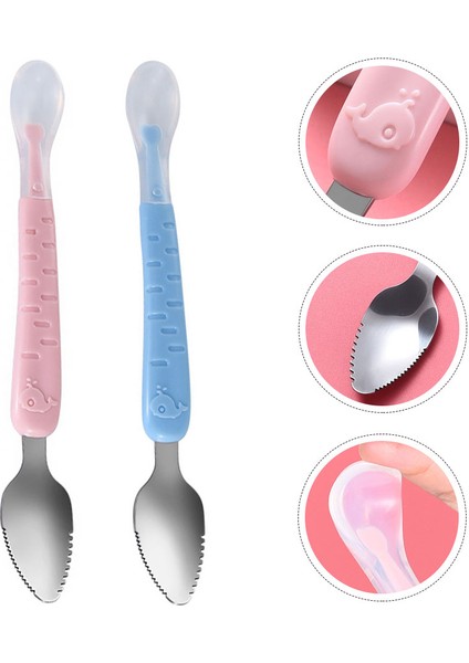 2 Adet Kazıyıcı Zikzak Kaşık Yürümeye Başlayan Çocuk Kaşıkları Paslanmaz Çelik Çift Başlı Meyve Püresi Kepçesi Çatal Bıçak Takımı Çocuk Bebek Sofra Takımı (Yurt Dışından) fiyatları