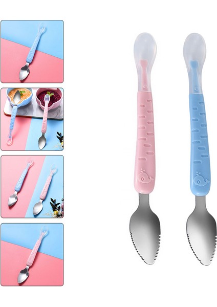 2 Adet Kazıyıcı Zikzak Kaşık Yürümeye Başlayan Çocuk Kaşıkları Paslanmaz Çelik Çift Başlı Meyve Püresi Kepçesi Çatal Bıçak Takımı Çocuk Bebek Sofra Takımı (Yurt Dışından) fırsatları