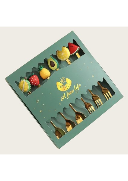 2/4/6 Adet Noel Çatal ve Kaşık Seti Paslanmaz Çelik Yaratıcı Sofra Takımı Kahve Çay Tatlı Çatal ve Kaşık Hediye Seti (Yurt Dışından)
