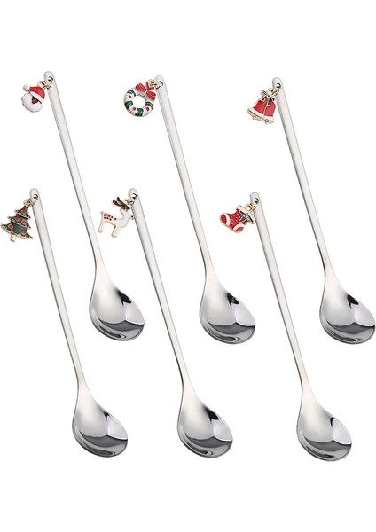6 Parça Noel Çatal Bıçak Takımı Noel Kahve Kaşıkları Paslanmaz Çelik Altın Sofra Takımı Kahve Karıştırma Tatlı Sevimli Noel Hediyesi (Yurt Dışından)