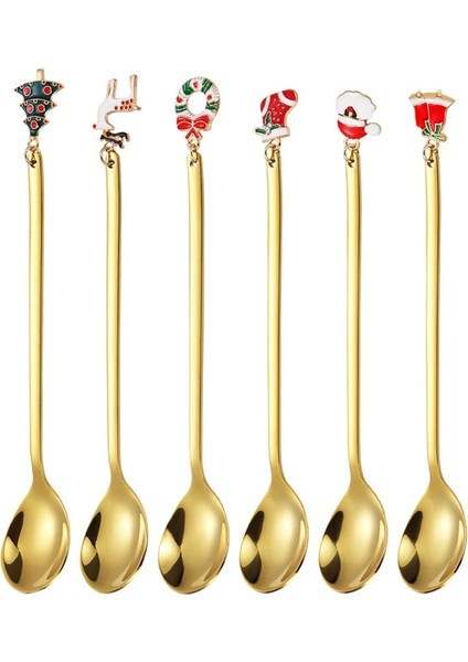 6 Parça Noel Çatal Bıçak Takımı Noel Kahve Kaşıkları Paslanmaz Çelik Altın Sofra Takımı Kahve Karıştırma Tatlı Sevimli Noel Hediyesi (Yurt Dışından) modelleri