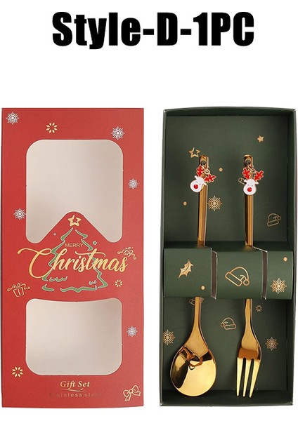 10 Paket Noel Kaşık ve Çatal Seti Paslanmaz Çelik Yaratıcı Sofra Takımı Kahve Çay Tatlı Kaşık ve Çatal Zarif Hediye Seti (Yurt Dışından)