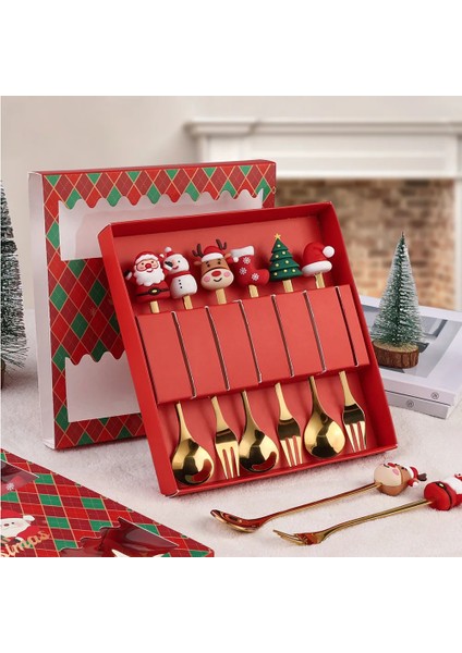 Yeni Sevimli Noel Kaşık Seti Kahve Kaşığı Yaratıcı Kaşık Çatal Noel Hediye Kutusu Sofra Takımı Dondurma Tatlı Yemek Takımı Setleri (Yurt Dışından) modelleri