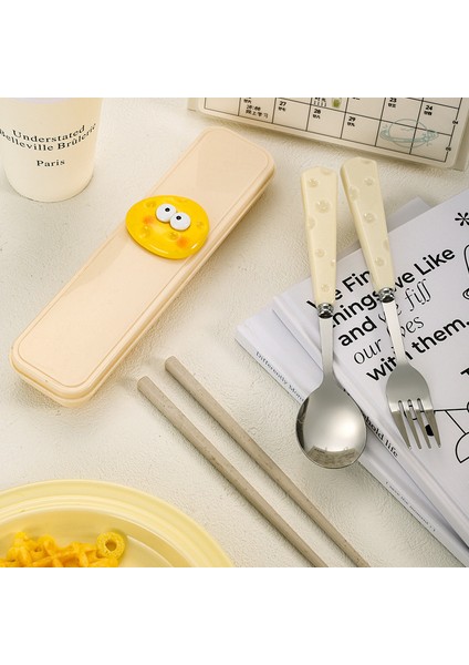 Paslanmaz Çelik Sevimli Peynir Kaşığı Çatal Buğday Çubukları Üç Parçalı Set Öğrenci Çocuklar Taşınabilir Sofra Takımı Saklama Kutusu Seti (Yurt Dışından) fırsatları