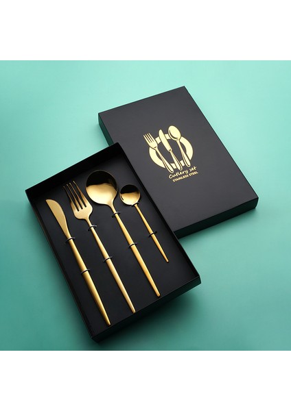 Parlak Sofra Takımı Dörtlü Paslanmaz Çelik Bıçaklar Çatallar Batı Tarzı Biftek Bıçakları Çatallar Kaşıklar Hediye Kutusu Seti Çatal Bıçak Takımı (Yurt Dışından) fiyatları