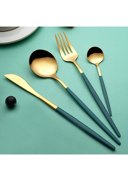 Parlak Sofra Takımı Dörtlü Paslanmaz Çelik Bıçaklar Çatallar Batı Tarzı Biftek Bıçakları Çatallar Kaşıklar Hediye Kutusu Seti Çatal Bıçak Takımı (Yurt Dışından) fırsatları