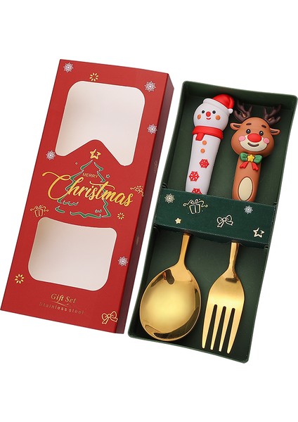 (2/4/6 Parça) Noel Kaşık ve Çatal Seti Paslanmaz Çelik Yaratıcı Sofra Takımı Kahve Çay Tatlı Kaşık ve Çatal Zarif Hediye Seti (Yurt Dışından)