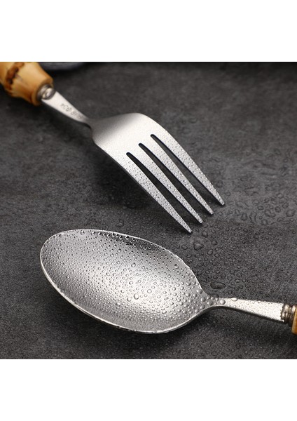 Bambu Saplı Sofra Takımı Biftek Bıçağı Çatal Kek Tatlı Kaşığı Paslanmaz Çelik Bıçak Çatal Kaşık Sofra Takımı Pratik Kolay Temizlenebilir (Yurt Dışından) modelleri