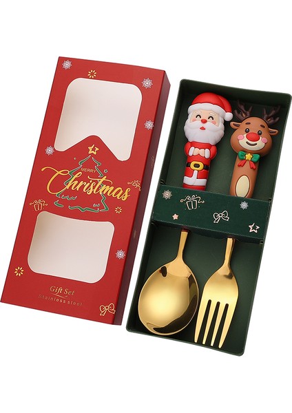 (2/4/6 Parça) Noel Kaşık ve Çatal Seti Paslanmaz Çelik Yaratıcı Sofra Takımı Kahve Çay Tatlı Kaşık ve Çatal Zarif Hediye Seti (Yurt Dışından)
