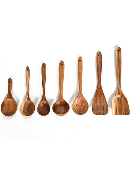 Tayland Tik Doğal Ahşap Sofra Takımı Kaşık Pirinç Süzgeci Çorba Kepçesi Pişirme Çorba Kaşıkları Kepçe Mutfak Seti Alet (Yurt Dışından)