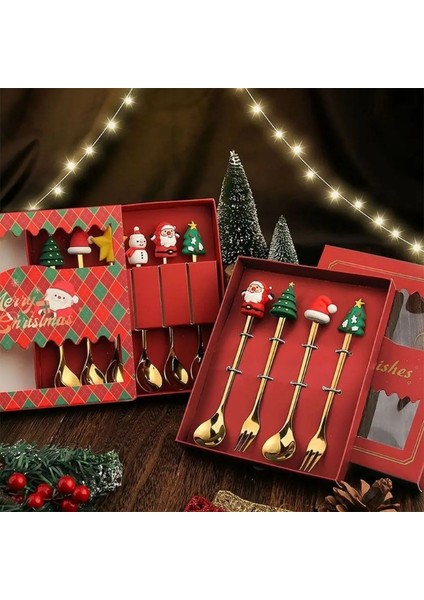 Paslanmaz Çelik Noel Sofra Takımı Kaşık ve Çatal Yaratıcı Yemek Takımı Kahve Çay Tatlı Kaşığı Zarif Hediye Seti (Yurt Dışından) modelleri