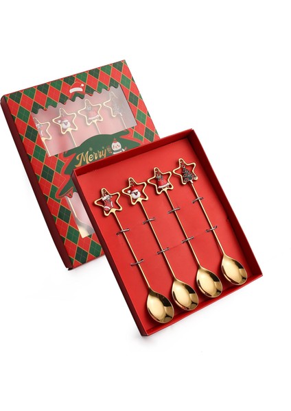 Noel Çatal Bıçak Takımı Kaşık Çatal Seti Elk Hediyesi Noel Ağacı Kardan Adam Noel Baba Dekorasyonu Tatlı Kaşığı Meyve Çatalı Kahve Kaşığı (Yurt Dışından)
