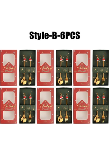 10 Paket Noel Kaşık ve Çatal Seti Paslanmaz Çelik Yaratıcı Sofra Takımı Kahve Çay Tatlı Kaşık ve Çatal Zarif Hediye Seti (Yurt Dışından)