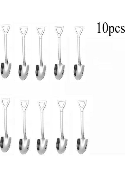 10 Adet Paslanmaz Çelik Kürek Kaşık Altın Gümüş Mini Kahve Çay Kaşığı Meyve Dondurma Tatlı Kaşığı Kepçe Mutfak Sofra Takımı (Yurt Dışından)