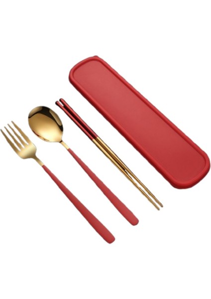 3'ü 1 Arada Sofra Takımı Gümüş/altın Rengi Paslanmaz Çatal ve Kaşık Yemek Çubuğu Seti Paslanmaz Çelik Ambalaj Kutusu ile (Yurt Dışından)