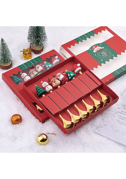 2/4/6 Adet Noel Çatal ve Kaşık Seti Paslanmaz Çelik Yaratıcı Sofra Takımı Kahve Çay Tatlı Çatal ve Kaşık Hediye Seti (Yurt Dışından) modelleri