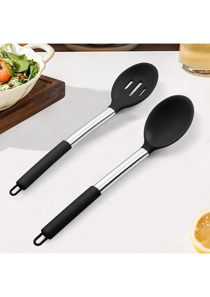 2 Adet Paslanmaz Çelik Saplı Silikon Pişirme Kaşığı Seti Salata Karıştırma Kaşığı Seti Yapışmaz Pişirme Aletleri Mutfak Gereçleri (Yurt Dışından) fiyatları