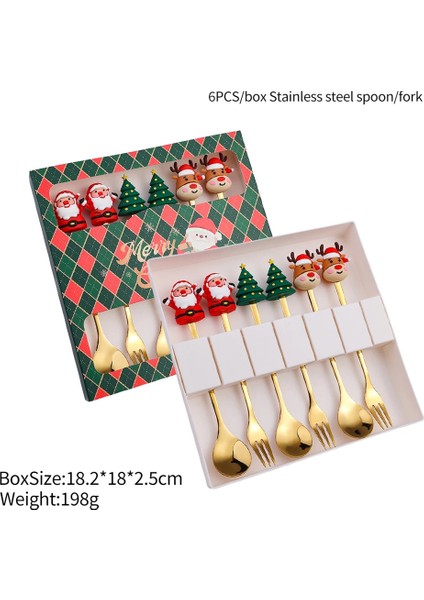 2/4/6 Adet Noel Kaşık Çatal Hediye Paslanmaz Çelik Çatal Bıçak Takımı Sofra Takımı Kahve Çay Tatlı Kepçesi 2025 Yeni Yıl Ev Dekoru (Yurt Dışından)