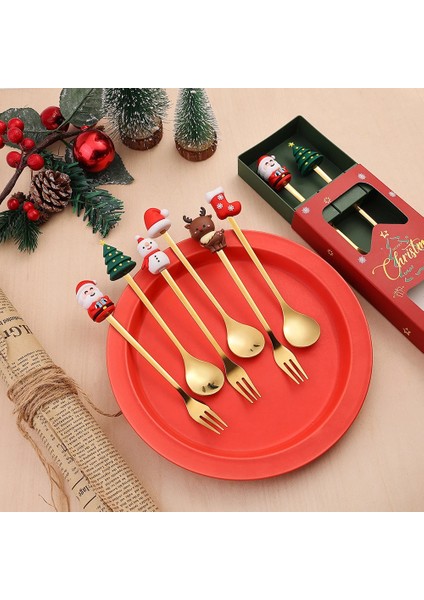 2/4/6 Adet Noel Kaşık Çatal Hediye Paslanmaz Çelik Çatal Bıçak Takımı Sofra Takımı Kahve Çay Tatlı Kepçesi 2025 Yeni Yıl Ev Dekoru (Yurt Dışından) fırsatları
