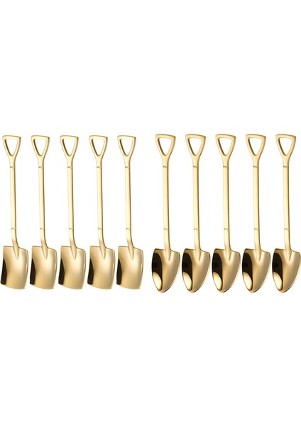 10 Adet 304 Paslanmaz Çelik Kaşık 12 cm Yaratıcı Retro Kürek Kahve Kaşığı Mini Çatal Dondurma Aracı Çay Kaşığı (Yurt Dışından)