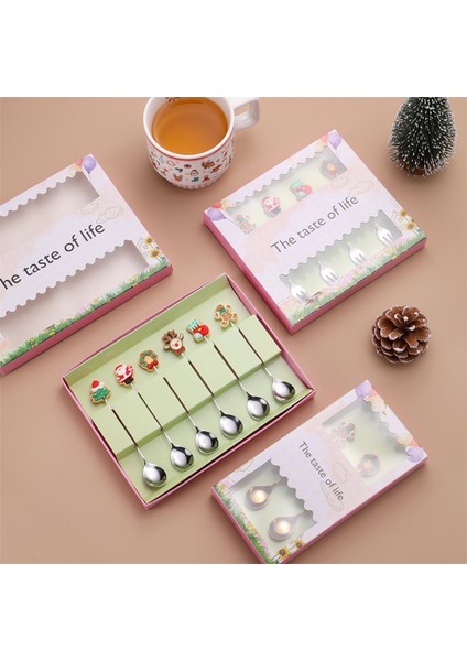 Noel Hediyesi Deko Sofra Takımı Çatal Bıçak Takımı Elk Noel Ağacı Süslemesi Tatlı Kaşığı Meyve Çatalı Kahve Kaşığı Çatal Bıçak Takımı Hediye (Yurt Dışından) modelleri