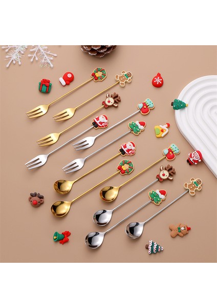 Noel Hediyesi Deko Sofra Takımı Çatal Bıçak Takımı Elk Noel Ağacı Süslemesi Tatlı Kaşığı Meyve Çatalı Kahve Kaşığı Çatal Bıçak Takımı Hediye (Yurt Dışından) fırsatları