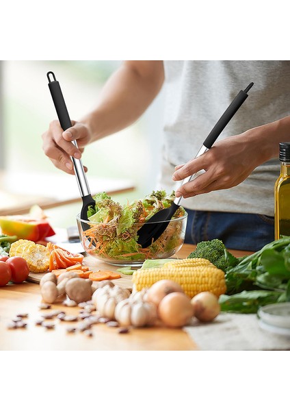 2 Adet Paslanmaz Çelik Saplı Silikon Pişirme Kaşığı Seti Salata Karıştırma Kaşığı Seti Yapışmaz Pişirme Aletleri Mutfak Gereçleri (Yurt Dışından) modelleri