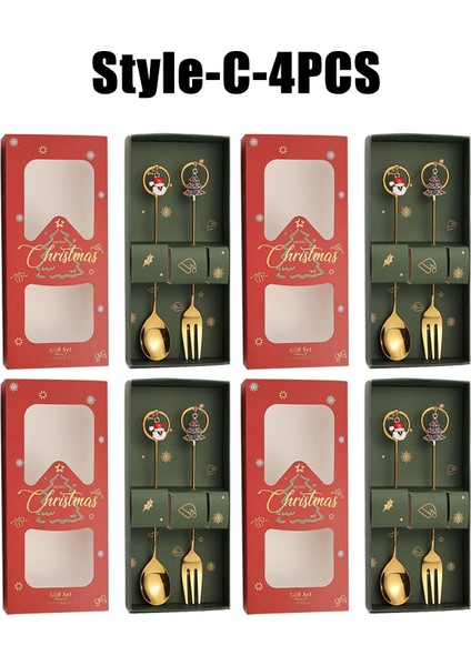 10 Paket Noel Kaşık ve Çatal Seti Paslanmaz Çelik Yaratıcı Sofra Takımı Kahve Çay Tatlı Kaşık ve Çatal Zarif Hediye Seti (Yurt Dışından)