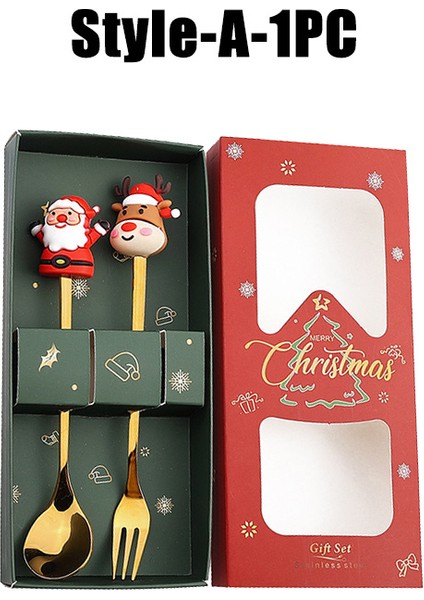 10 Paket Noel Kaşık ve Çatal Seti Paslanmaz Çelik Yaratıcı Sofra Takımı Kahve Çay Tatlı Kaşık ve Çatal Zarif Hediye Seti (Yurt Dışından)